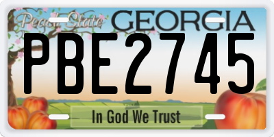 GA license plate PBE2745