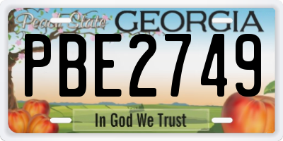 GA license plate PBE2749