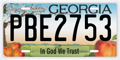 GA license plate PBE2753