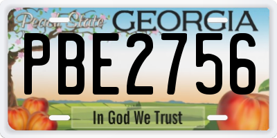 GA license plate PBE2756