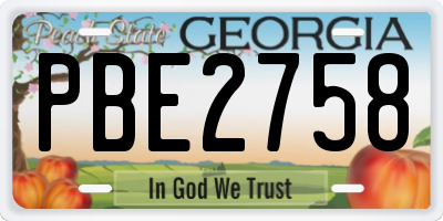 GA license plate PBE2758