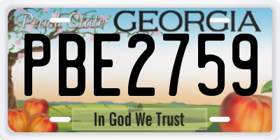 GA license plate PBE2759