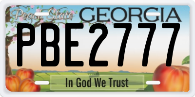 GA license plate PBE2777