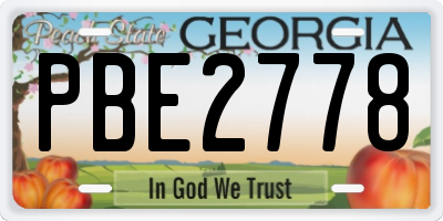 GA license plate PBE2778