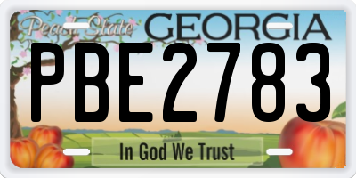 GA license plate PBE2783