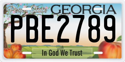 GA license plate PBE2789