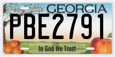 GA license plate PBE2791