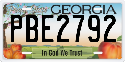GA license plate PBE2792