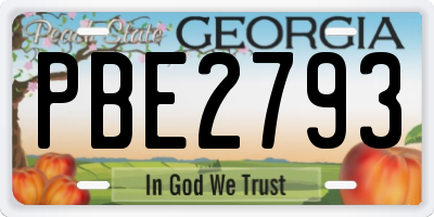 GA license plate PBE2793