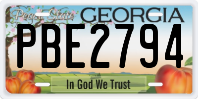 GA license plate PBE2794