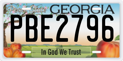 GA license plate PBE2796