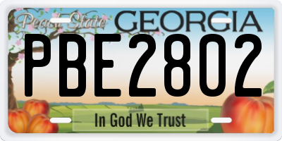 GA license plate PBE2802