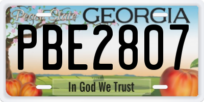 GA license plate PBE2807