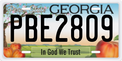 GA license plate PBE2809