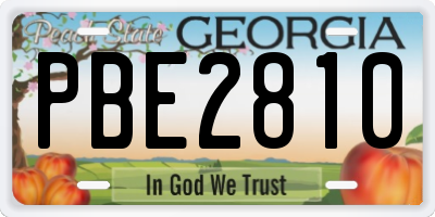 GA license plate PBE2810