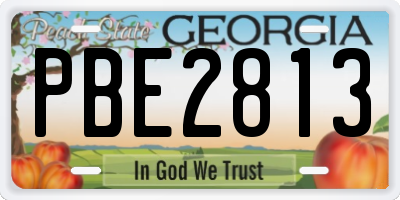 GA license plate PBE2813