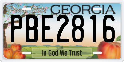 GA license plate PBE2816