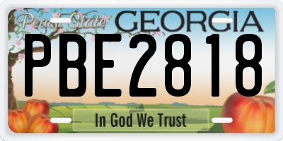 GA license plate PBE2818