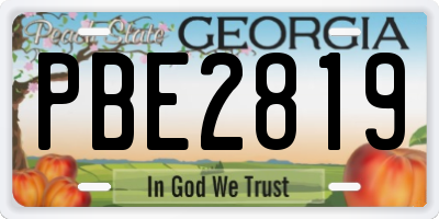 GA license plate PBE2819