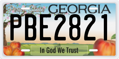 GA license plate PBE2821
