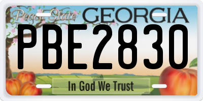 GA license plate PBE2830