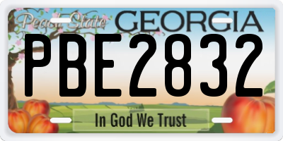 GA license plate PBE2832