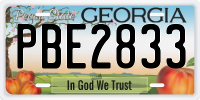 GA license plate PBE2833