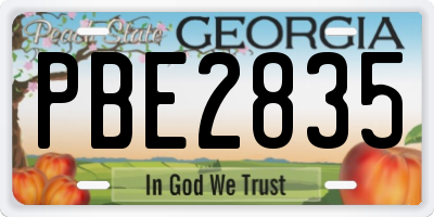GA license plate PBE2835