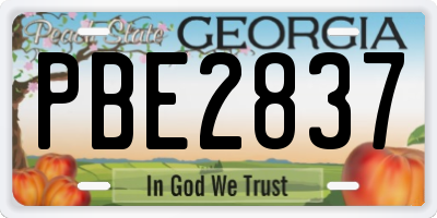 GA license plate PBE2837