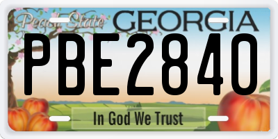 GA license plate PBE2840