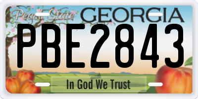 GA license plate PBE2843