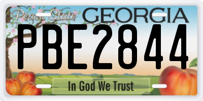 GA license plate PBE2844