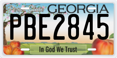 GA license plate PBE2845
