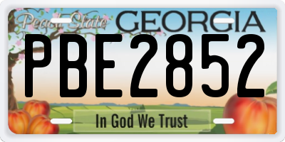 GA license plate PBE2852