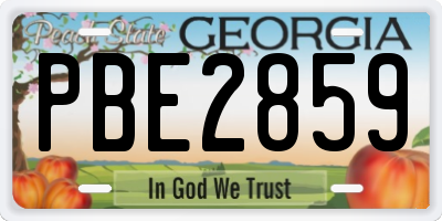 GA license plate PBE2859