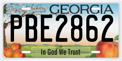 GA license plate PBE2862