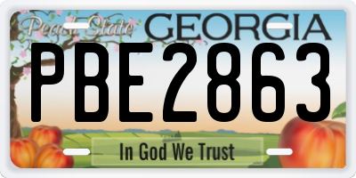 GA license plate PBE2863