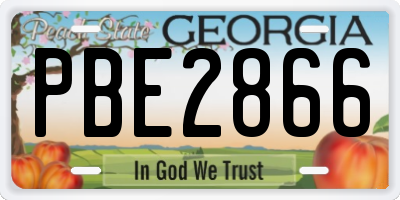 GA license plate PBE2866