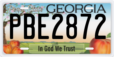 GA license plate PBE2872