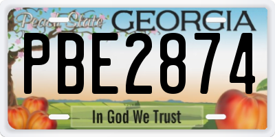 GA license plate PBE2874
