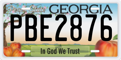 GA license plate PBE2876