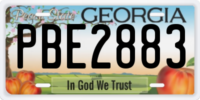 GA license plate PBE2883