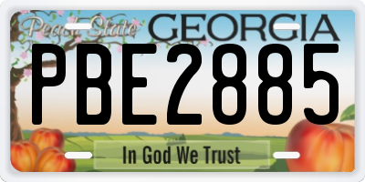 GA license plate PBE2885