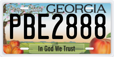 GA license plate PBE2888