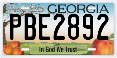 GA license plate PBE2892