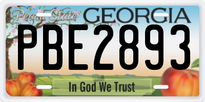 GA license plate PBE2893