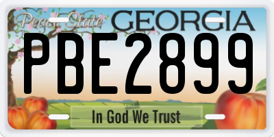 GA license plate PBE2899