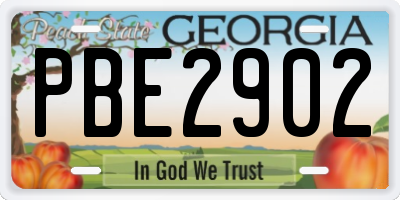 GA license plate PBE2902