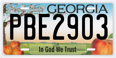 GA license plate PBE2903