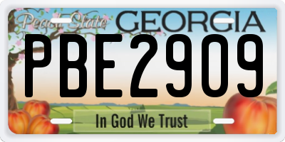 GA license plate PBE2909